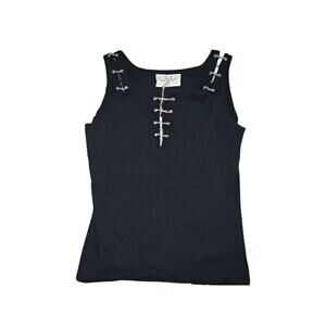 Twin Motorcycle Apparel Womens XL Black Tank Top Rhinestone Eagle 100% Cotton